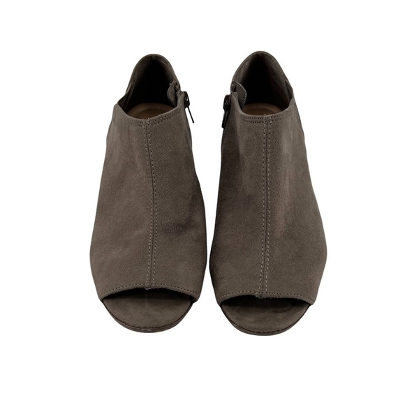 Abella Tan Suede Peep Toe Ankle Booties Size 6.5 Women’s - Picture 3 of 10